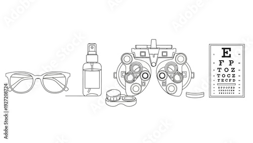 Optometry and Vision Care Outline Icons Set
