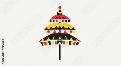 Colorful Decorative Umbrella Closeup View.