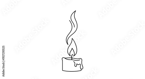 Burning wax candle with flame.