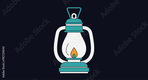 Vintage Teal Metal Lantern Lamp.