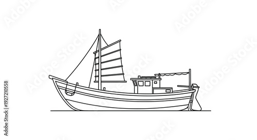 Traditional Sailing Boat Watercraft Vessel.