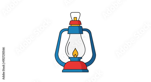 Vintage red and blue metal lantern.