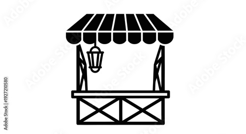 Black and white food cart stand.