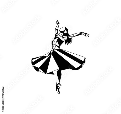 Low poly geometric ballerina dancer in dynamic pose