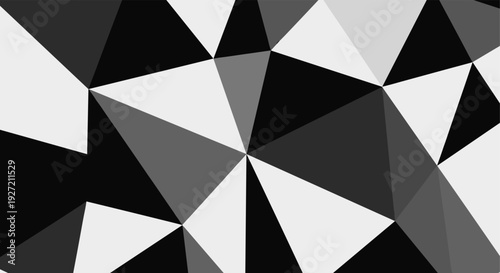 Abstract geometric pattern with black and white triangles and polygons