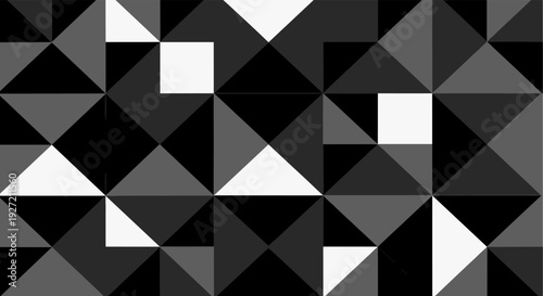 Monochrome geometric pattern with triangles and squares in symmetrical design
