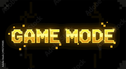 Retro 8-bit game mode neon sign with glowing pixel art style