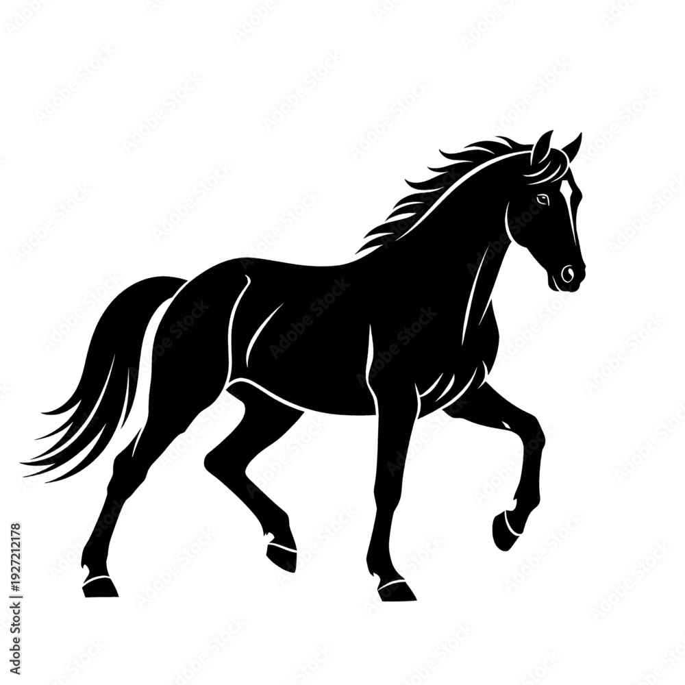 Obraz premium Black Horse Silhouette Running Freely.
