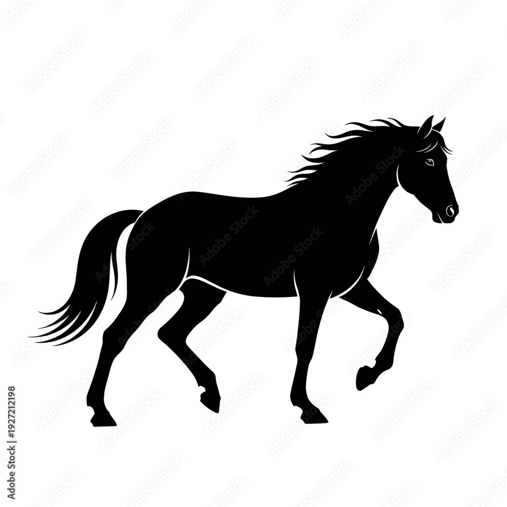 Obraz premium Black Horse Silhouette Running Freely.