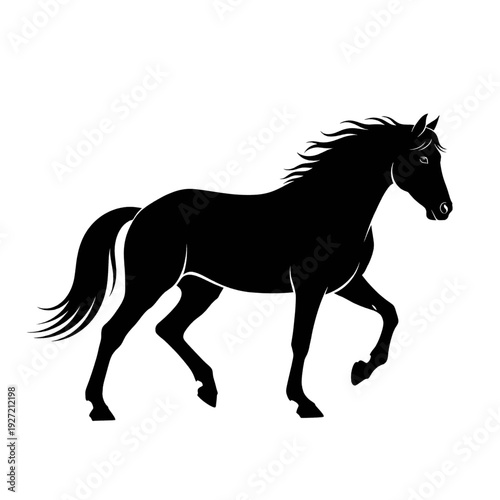Black Horse Silhouette Running Freely.