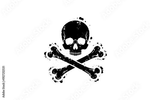 Grunge skull and crossbones: edgy pirate emblem with textured finish