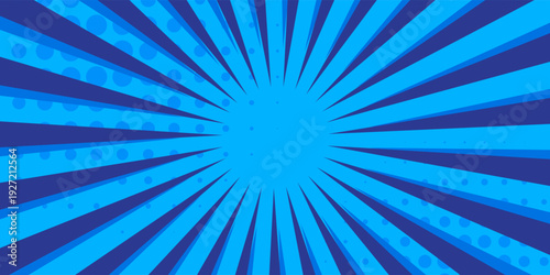 Comic background with blue starbursh soft blue background. Vector illustration