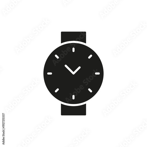 Wristwatch Time Display Solid Icon. Classic Timekeeping, Fashion Accessory, And Punctuality Silhouette Symbol. Modern Style And Design Concept. Isolated Vector Illustration