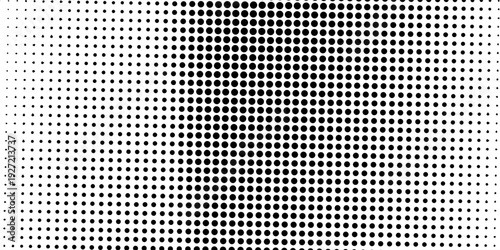 Black and white halftone dot pattern with gradient shading abstract background.