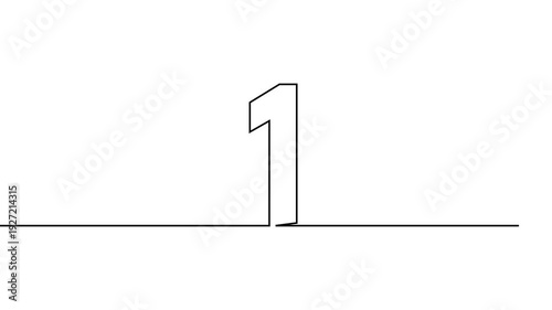 one number continuous line art clip self drawing animation on white background. single one line art written outline sketch illustration 1 digit numbers video