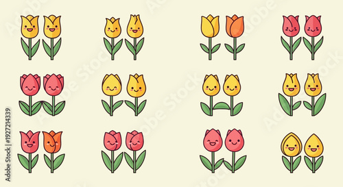 Collection of security camera icons and facial recognition symbols.