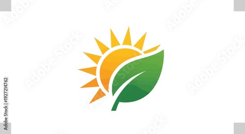 Sun and leaf logo symbolizing growth and nature.