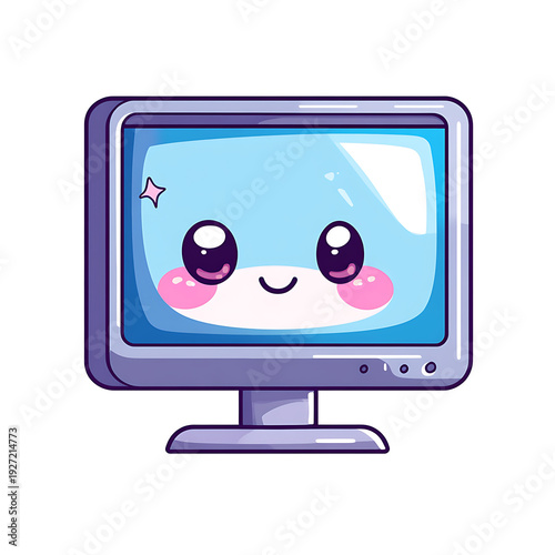 Adorable Cartoon Computer Monitor Illustration