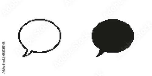 Speech Bubble Pixel Art Icon Set. Communication, Dialogue, And Messaging Symbol Collection. Chat Interface Design Elements. Isolated Vector Illustration