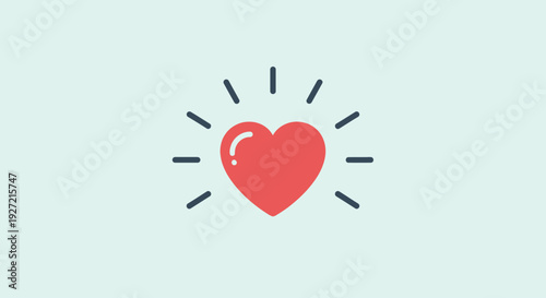 Glowing red heart icon on a light background, symbolizing love and care.