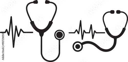 Stethoscope and EKG line, symbolizing heart health and medical monitoring