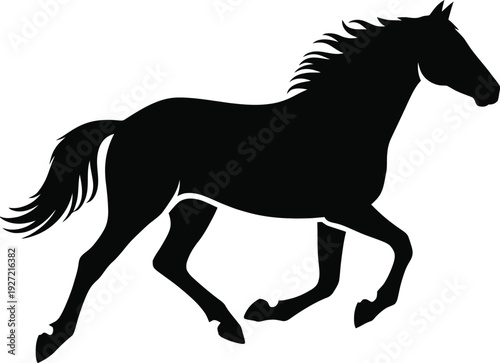 Wallpaper Mural Black silhouette of a horse in motion on white background Torontodigital.ca