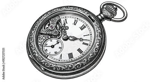 Antique pocket watch with roman numerals and ornate details clock timepiece