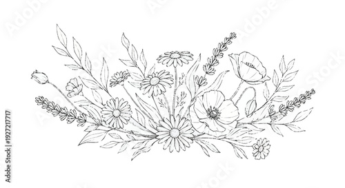 Black and white floral arrangement with leaves and flowers bouquet