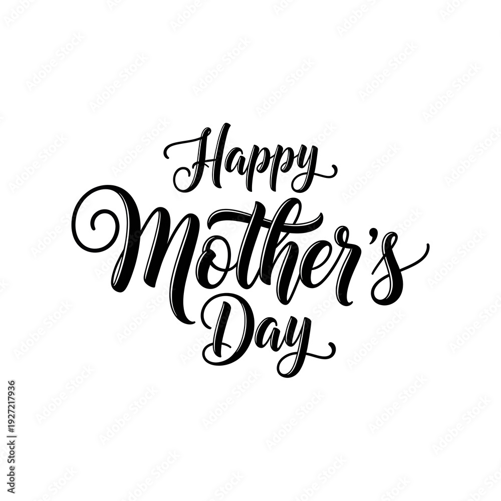 Fototapeta premium A beautiful mother's day greeting card with elegant black script on white background