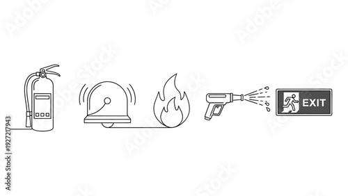 Fire Safety and Emergency Response Line Icons Set