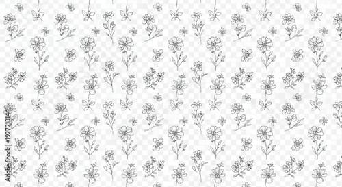Black and white floral pattern on checkered background flowers leaves stems