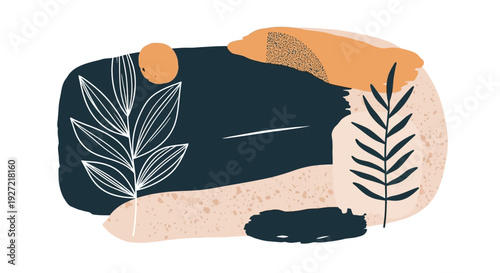 Abstract Art with Leaves and Shapes.