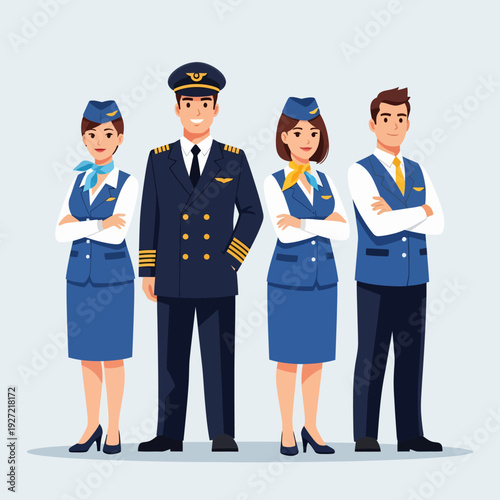 Airline Staff in Uniform Standing.