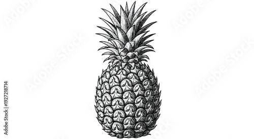 Black and white of a whole pineapple fruit monochrome 3 tropical