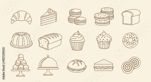 Minimalist Bakery Doodle Collection – Hand-Drawn Cakes and Pastry Illustration Set