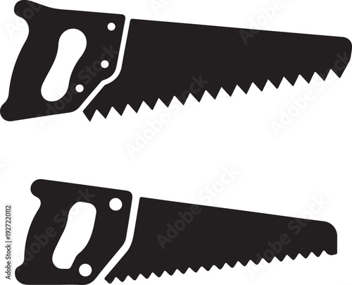 Hand Saw Icons: Woodworking and Construction Tools for Cutting and Shaping