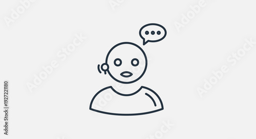 Customer Service Representative Icon with Speech Bubble and Headset