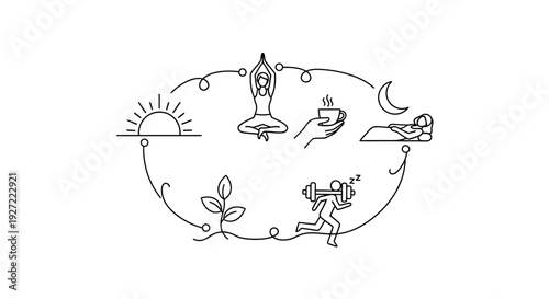 Daily routine of a healthy lifestyle.