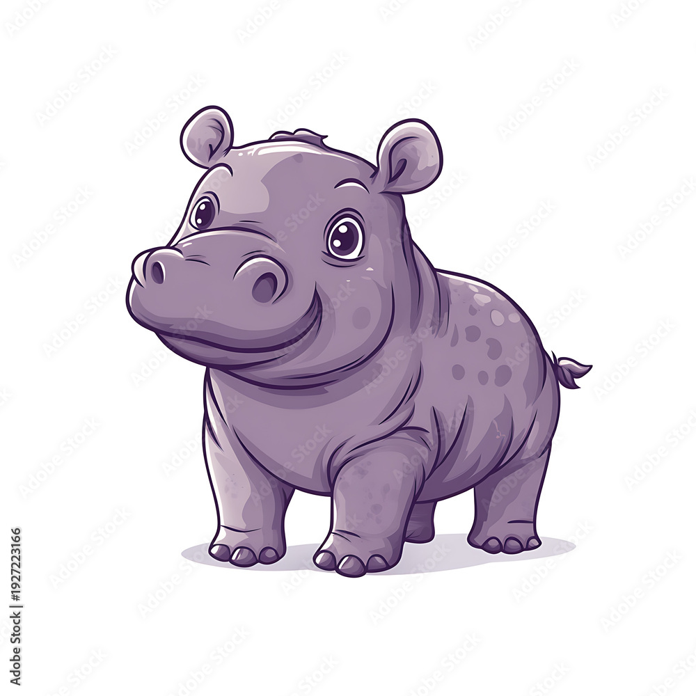 Fototapeta premium Sweet Hippo Baby Icon Vector Illustration