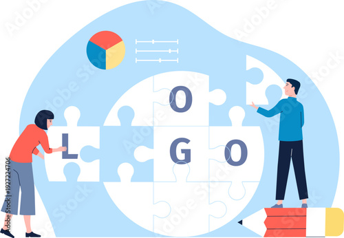 Logo design process concept. Business identity trademark