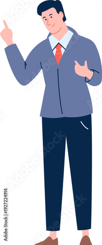 Businessman pointing finger. Presenting person. Man gesturing
