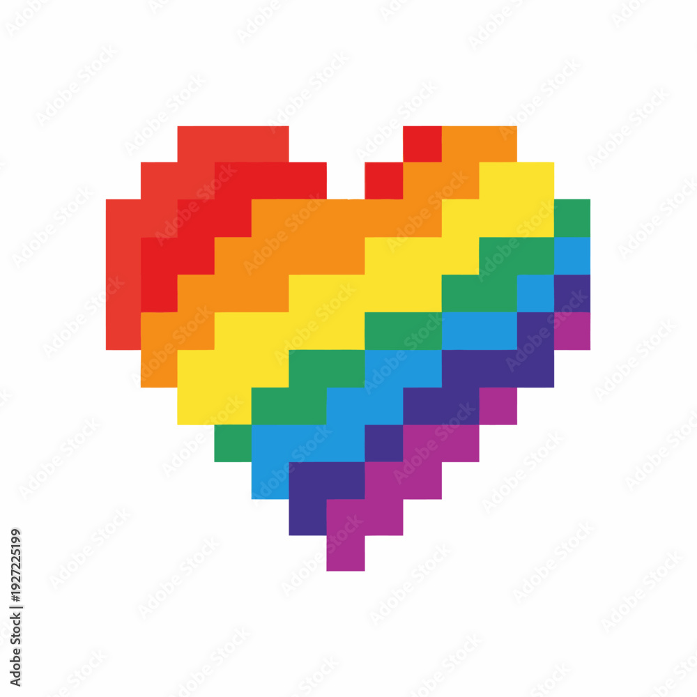 Fototapeta premium Rainbow Heart Pixel Art Symbol.