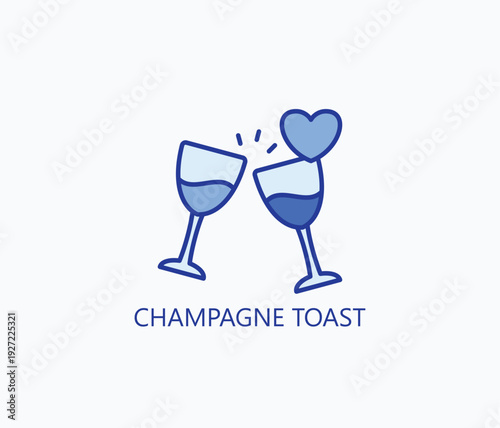 Champagne Toast Icon Or Logo Isolated Vector Illustration