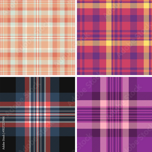 Plaid pack designed for classic layouts and retro branding. Vector format preserves crisp vintage detail.