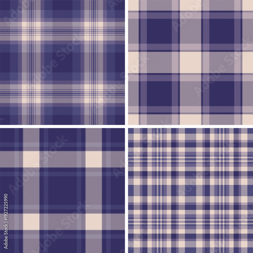 Plaid pattern set for casual fashion, picnic rugs, and alfresco accessories. Seamless vector patterns bring charm to lifestyle and design projects.