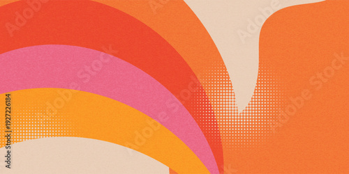 70s color background vector. Retro wall decoration, groovy, trippy, geometric shape. Vintage hippie wall art for interior, decorative, banner, cover, card.