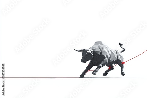 A powerful, stylized bull, symbolizing market strength, charges assertively along a rising line, a metaphor for financial success and bullish market trends.