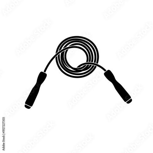 Black Jump Rope Coiled with Handles.