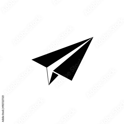 Black Paper Plane Origami Folded Object.