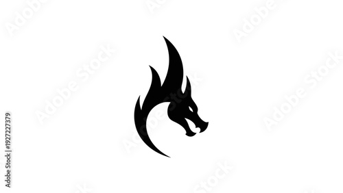 Black Dragon Head Silhouette Graphic Design.